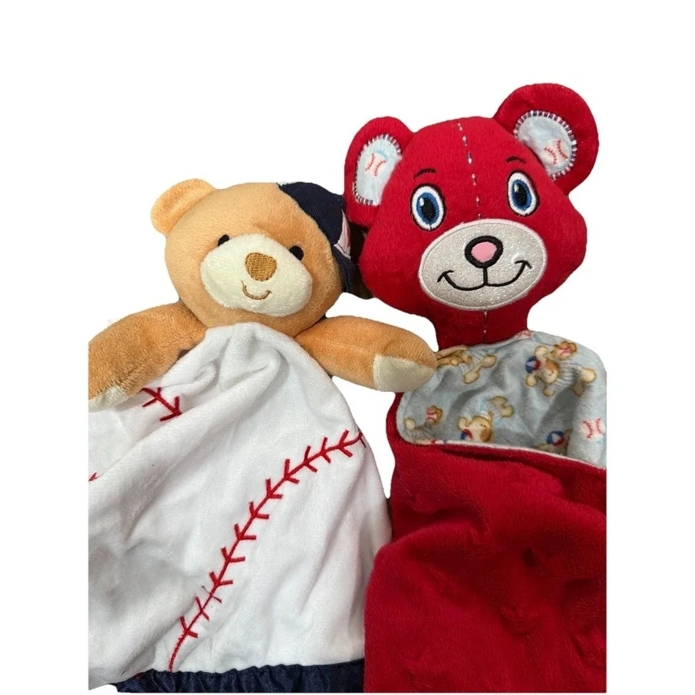 2x Baby Bear Lovey Snuggie Blankie Blanket ‎ Bundle Baseball